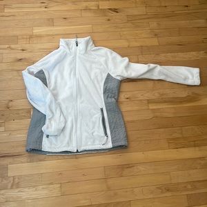 LL Bean women's white fleece jacket size medium